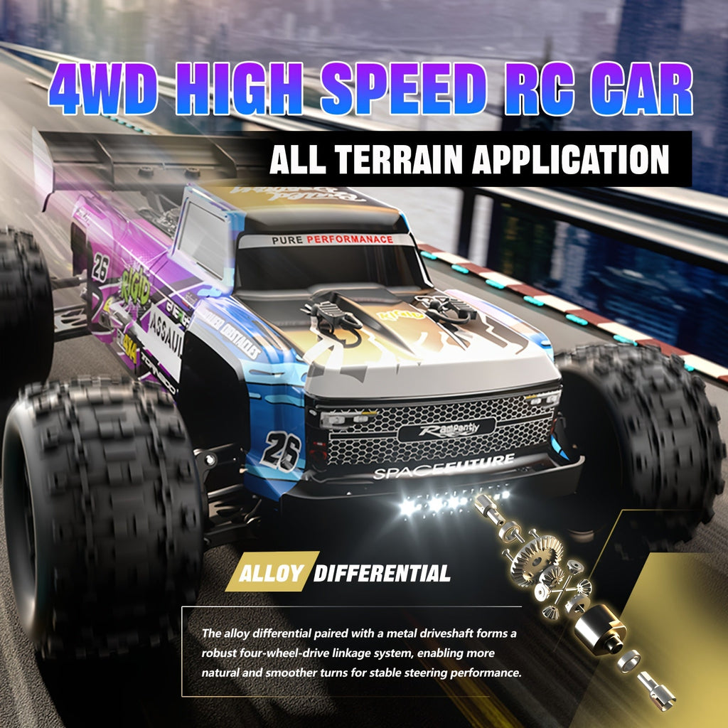 ZHUOYOU 1:12 Scale 4WD Brushless RC Car 60KM/H High Speed All-Terrain Off-Road Truck with Alloy Chassis, LED Lights, 2.4GHz & Dual Batteries – Fast RC Truck for Adults & Kids