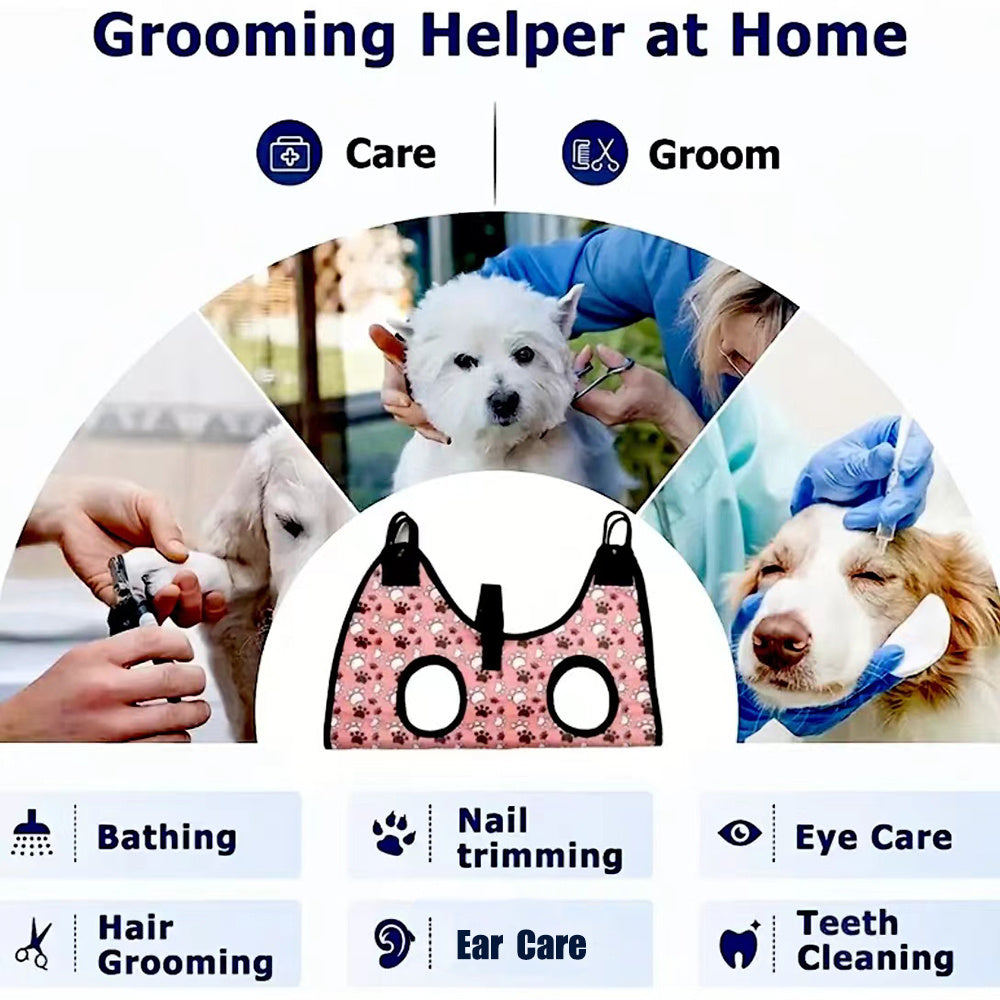 Pet Grooming Hammock Nail Trimming Sling - Comfort Grip Polyester Dog & Cat Restraint Hammock for Stress-Free Nail Clipping, Bath & Grooming, Sizes S/M/L for Small to Medium Breeds