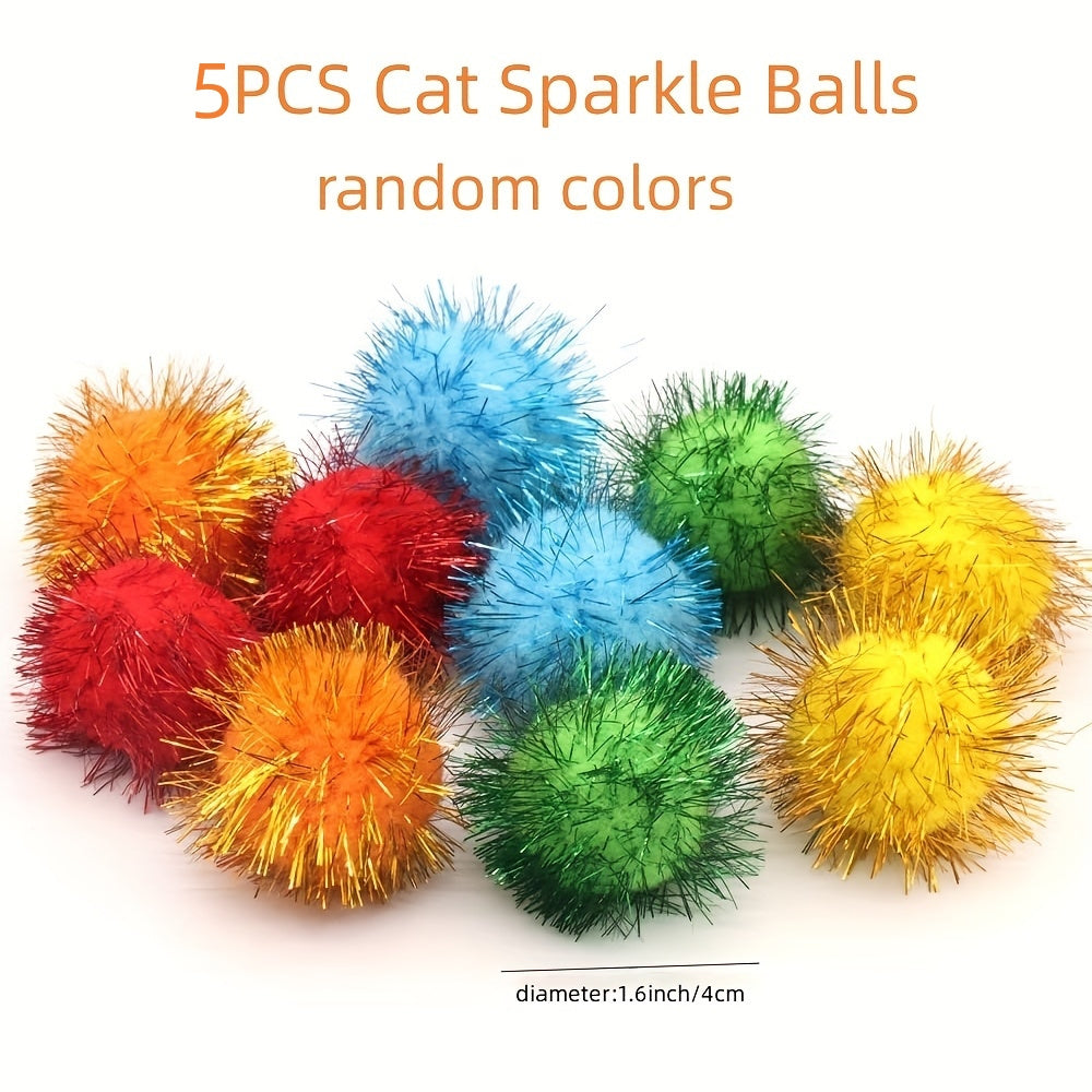 Interactive Cat Toy Pack 15pcs - Crinkle Balls, Sparkle Balls & Spiral Springs for Cats - Variety Set for Indoor Cats, Kittens - No Battery Needed