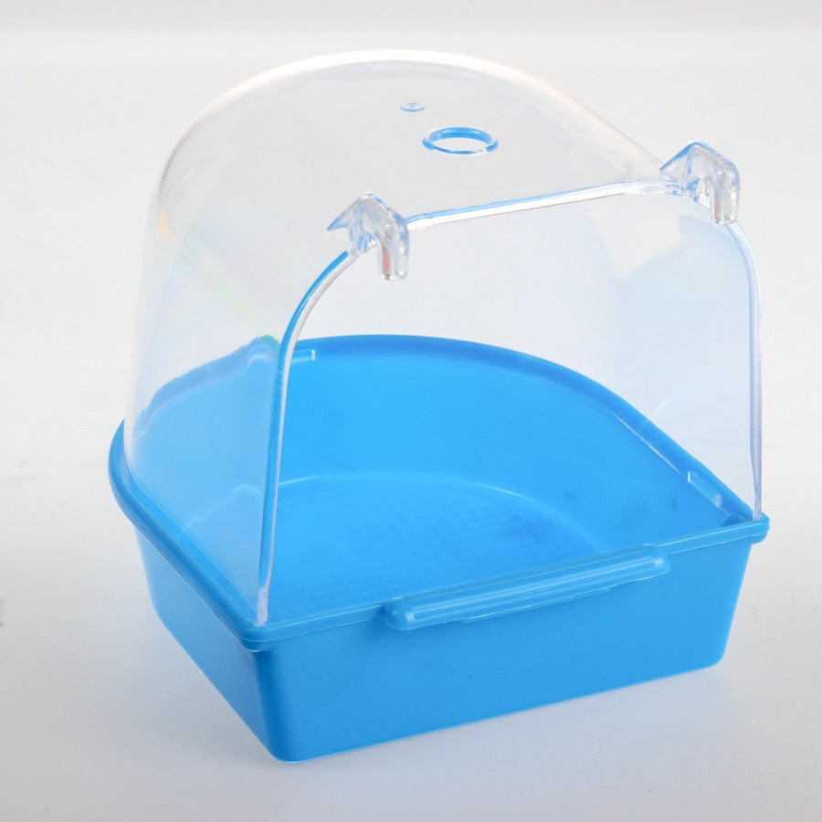 Clear Bird Bath for Cage with Hanging Design - Parrot Bathtub Shower Box for Parakeets, Cockatiels & Small Birds, Removable Transparent Pet Bird Bathing Bowl, Bird Cage Accessories & Grooming Supply