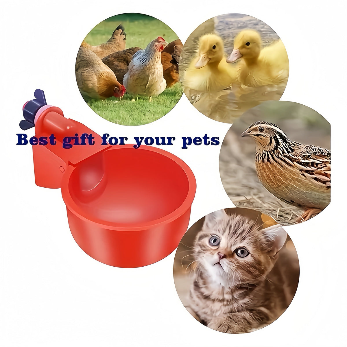 Poultry Automatic Waterer Set 16-Pack Self-Filling Chicken Duck Bird Feeding Bowls with Drill & Holder Integrated Self-Stop Float Valve – Durable PP No Battery Required