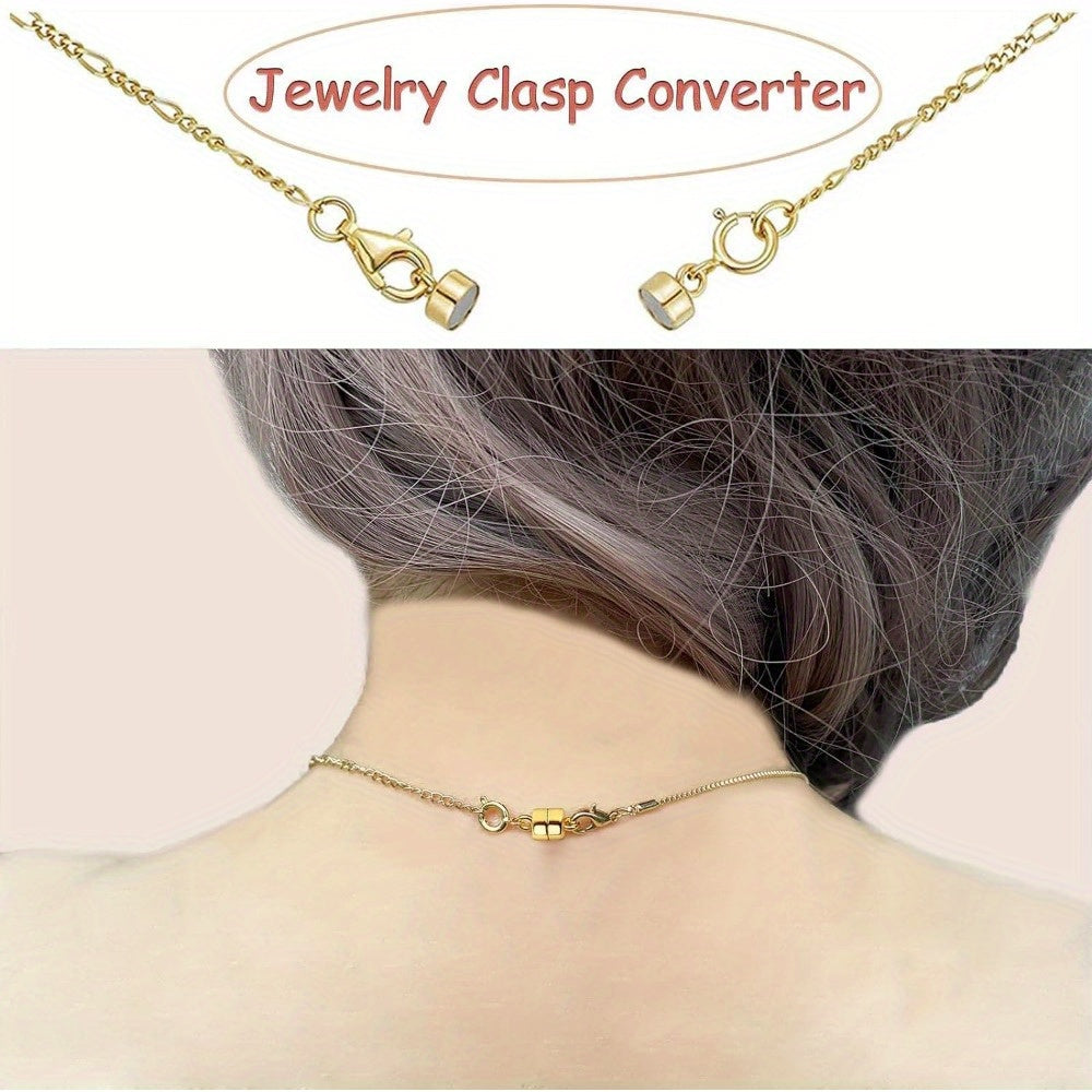 Magnetic Necklace Clasp Set 18 Pieces Gold and Silver – Magnetic Jewelry Clasp Converter with Lobster Clasps for Bracelets Necklaces and Chains – Easy Arthritis-Friendly Jewelry Fastener