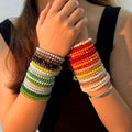 36pcs Boho Faux Crystal Beaded Bracelet Set for Women – Colorful Stackable Layered Hand String Bracelets, Bohemian Fashion Jewelry for Beach Party Daily Wear Gift