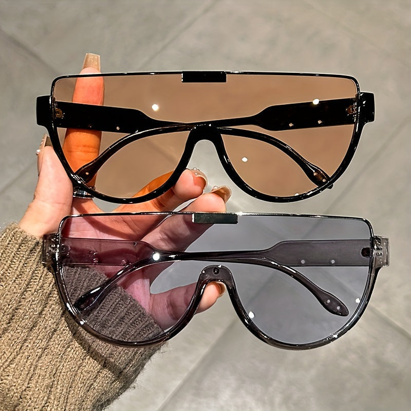 Oversized Semi-Circular Sunglasses for Men & Women – UV Protection, Glare-Resistant Lenses, 5 Colors – Trendy Unisex Shades for Travel, Beach & Daily Wear