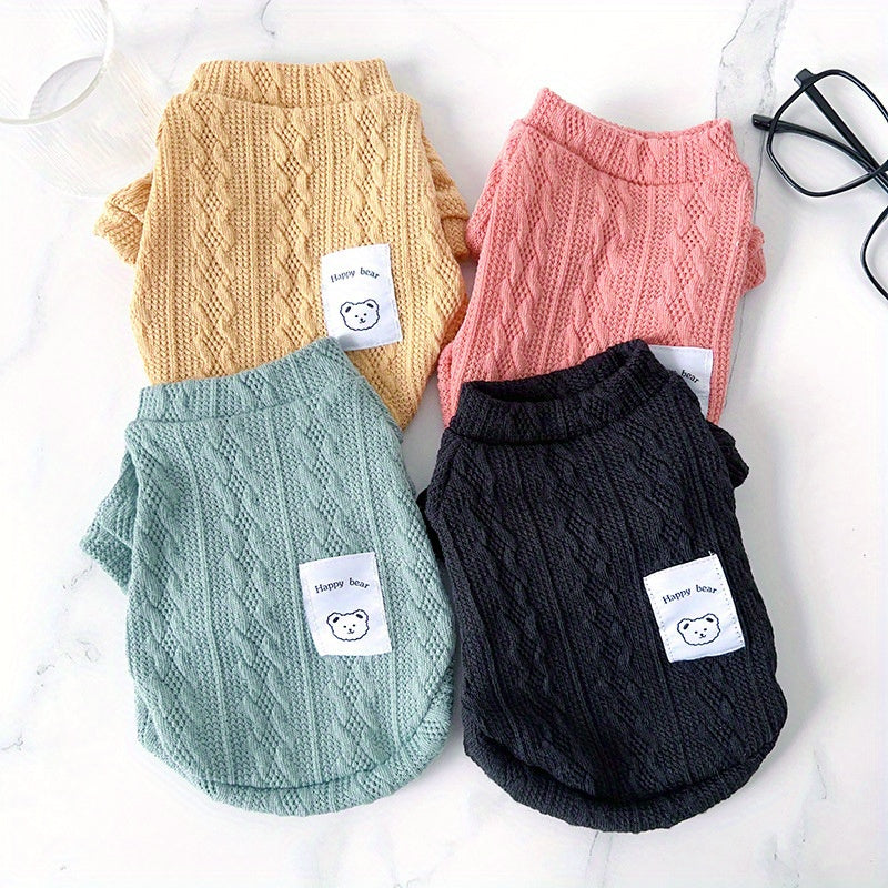 Pet Sweater Set 4Pcs for Dogs & Cats - Autumn Winter Warm Knit Sweaters XS-XL, Mixed Colors Puppy Cat Clothes Bundle, Small Dog Outfit Holiday Gift