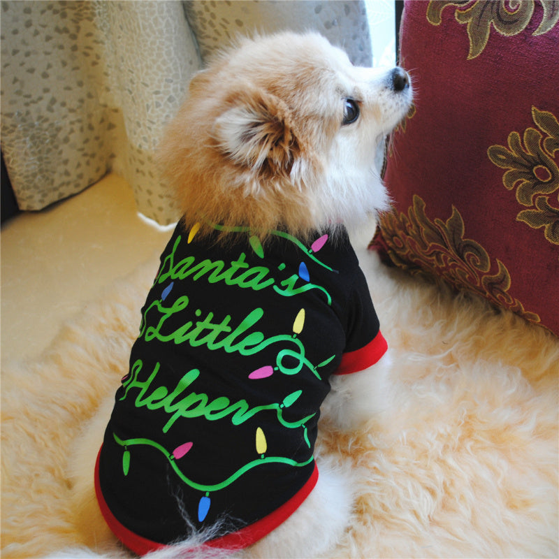 Dog Christmas Costume Set 3 Pieces – Santa Claus Vest & Holiday T-Shirt Pet Clothes for Dogs and Cats, XS to L Sizes, Festive Party Outfit for Christmas Celebrations, Cute Pet Holiday Gift
