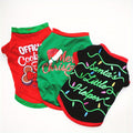 Dog Christmas Costume Set 3 Pieces – Santa Claus Vest & Holiday T-Shirt Pet Clothes for Dogs and Cats, XS to L Sizes, Festive Party Outfit for Christmas Celebrations, Cute Pet Holiday Gift