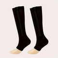 Zipper Compression Socks with Side Zipper for Men & Women – Easy On Off Breathable Support Socks for Tired Swollen Feet, 50% Nylon 50% Polyester, Black & Light Beige, S/M & L/XL