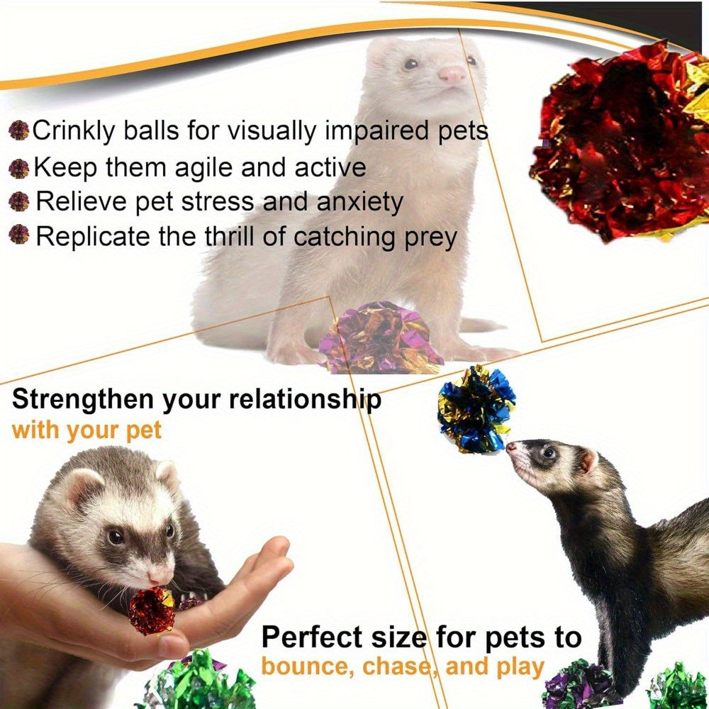 24 Pack Crinkle Balls for Cats Mylar Foil Cat Toy Balls Multicolor Shiny Crinkly Sound Indoor Cat Kitten Exercise Toy Set Lightweight Interactive Cat Toys