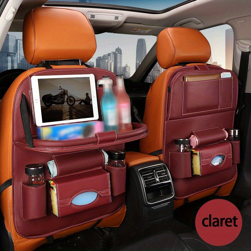 Car Rear Seat Organizer 2PCS – Premium Integrated Storage Box with Foldable Table, Footrest, Cup Holder, Tissue Box, Umbrella Holder & Laptop Base, Ultimate Car Travel Companion for Backseat Passengers