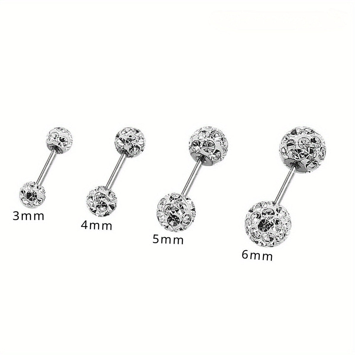 4Pcs 925 Sterling Silver Earrings Set – Boho Sphere Stud Earrings with Cubic Zirconia Inlay, Dainty Luxury Fashion Jewelry Gift for Women, Hypoallergenic Silver Earring Set