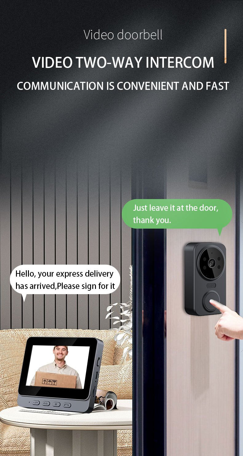 Wireless Video Doorbell Camera with Indoor Monitor – 1080P FHD, No Wi-Fi Needed, Night Vision, Two-Way Audio, 4.3" IPS Screen, Long Battery Life, SD Card Storage, Easy Install for Home Security
