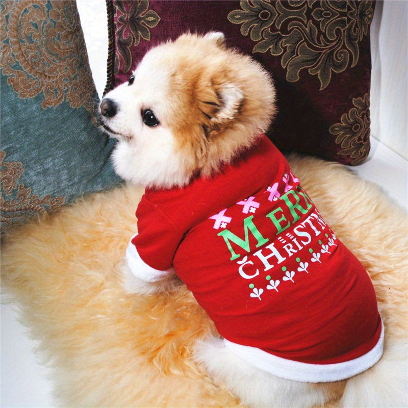 3pcs Pet Christmas Clothes Set – Striped Fleece Sweater & Printed T-Shirt Holiday Outfit for Dogs and Cats, Comfortable Xmas Costume for Small Medium Pets, Festive Party Dress Gift