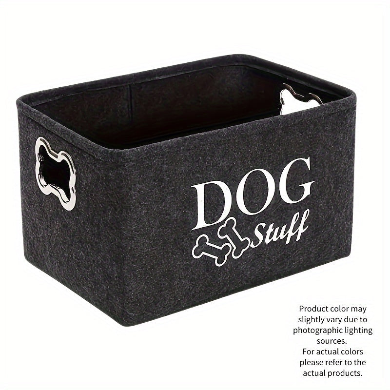 Pet Toy Storage Box Felt Organizer - Spacious Dog Toy Bin for Toys Blankets & Accessories, Durable Polyester Basket for All Dog Breeds, Stylish Home Pet Supply Storage Solution
