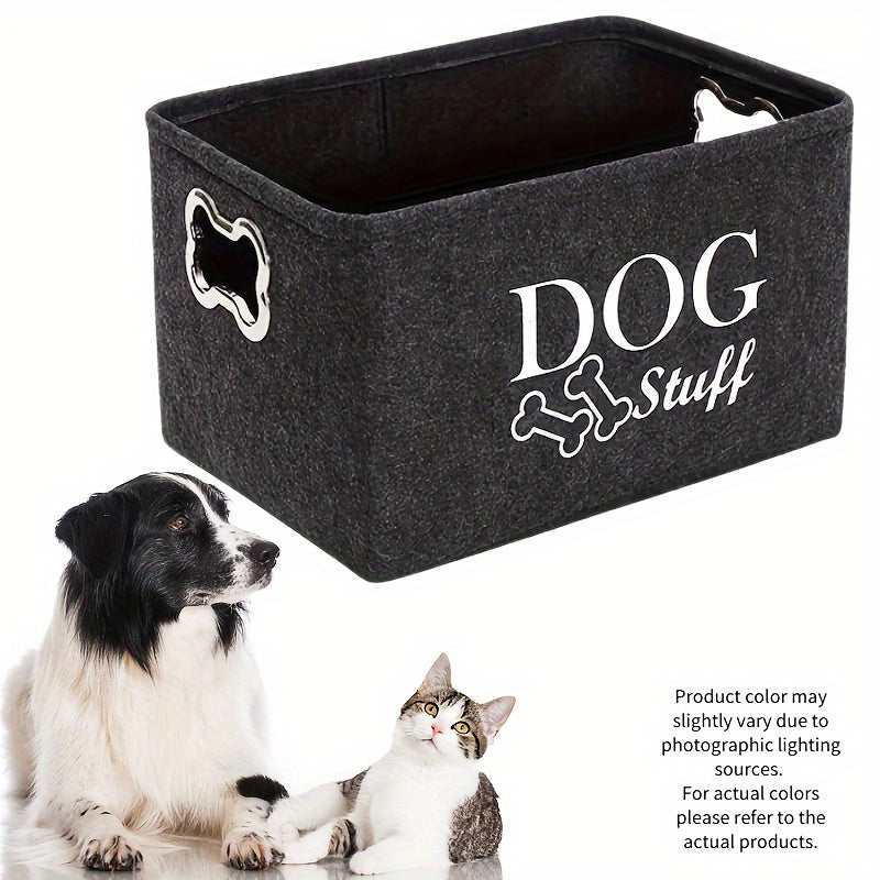 Pet Toy Storage Box Felt Organizer - Spacious Dog Toy Bin for Toys Blankets & Accessories, Durable Polyester Basket for All Dog Breeds, Stylish Home Pet Supply Storage Solution