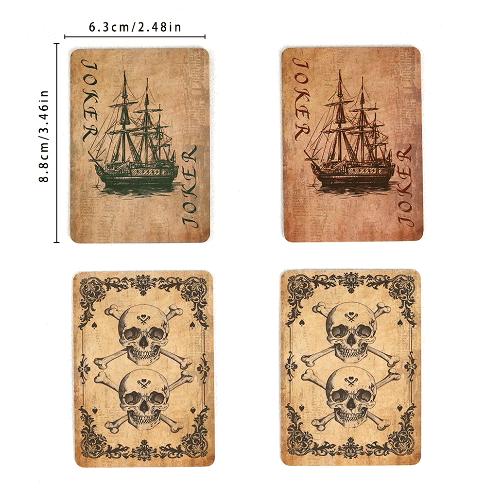 54-Card Vintage Playing Cards Deck Skeleton Pirate Ship Design Poker Cards for Family Board Games Parties Game Night – Unique Retro Style Card Game Gift