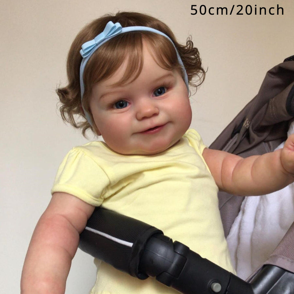 Reborn Baby Doll 20 Inch Full Vinyl Body with 3D-Paint Skin, Lifelike Smiling Toddler Doll with Hand-Rooted Hair, Bottle, Pacifier & Outfit – Realistic Baby Doll Gift for Kids Girls Ages 3+ Birthday Christmas