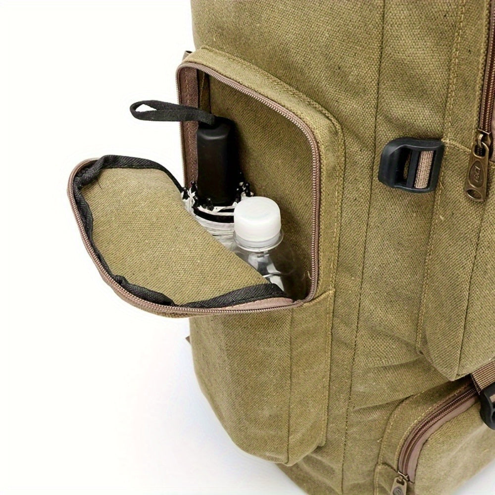 90L Hiking Backpack Large Capacity Camping Mountaineering Pack – Wear-Resistant Waterproof Multi-Day Trekking Rucksack for Men & Women, Outdoor Travel Bag, Green Khaki Black