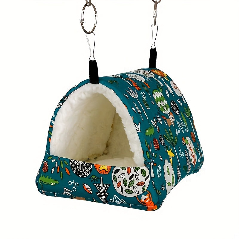 Warm Bird Nest Hammock Swing for Bird Cage - Cozy Plush Bird Bed Tower House for Parrots Parakeets Canaries Cockatiels - Hamster Breeding Nest Small Pet Sleeping House S/M/L/XL