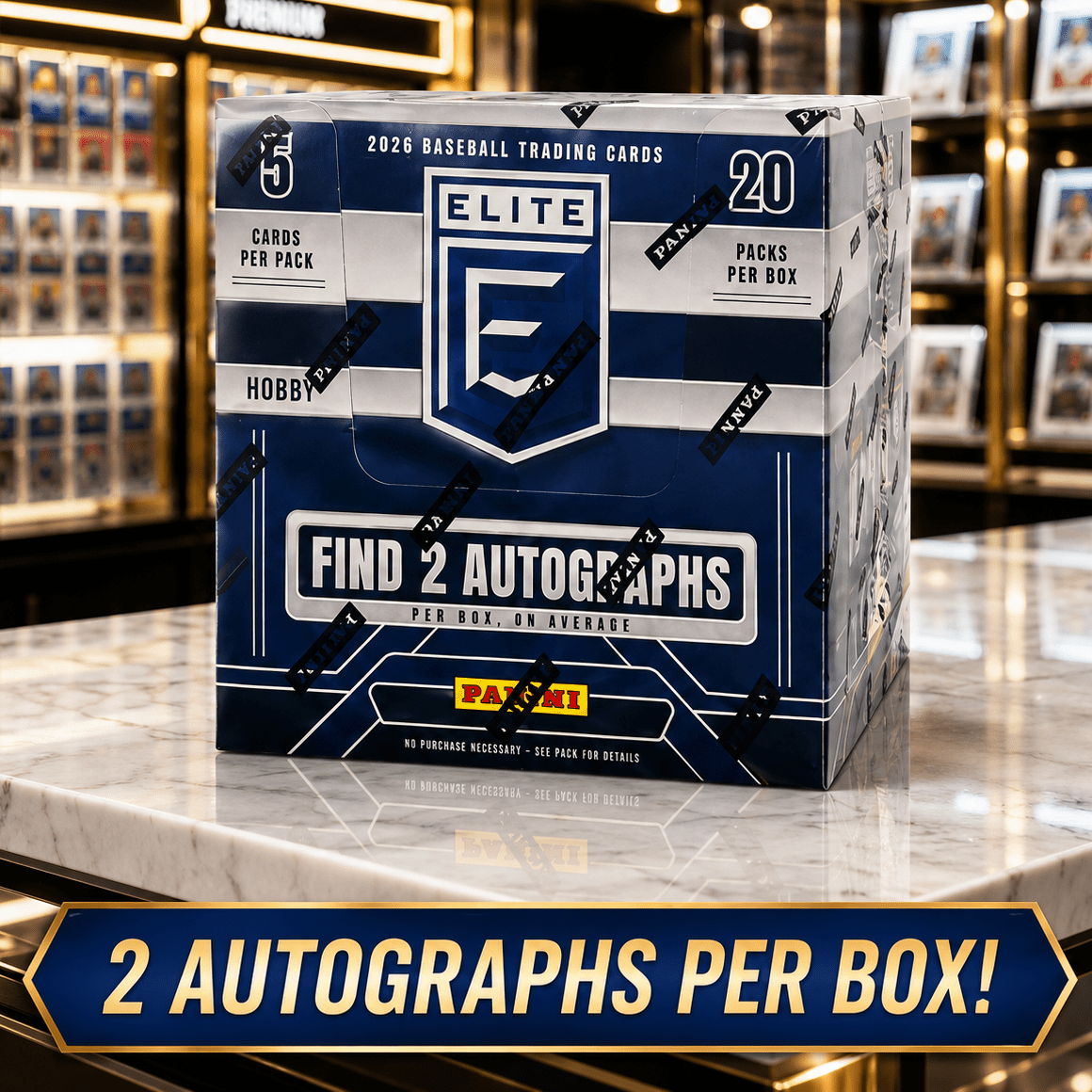 2026 Panini Donruss Elite Baseball Hobby Box – 20 Packs, 2 Autographs Per Box, Kaboom Chase, Memorabilia Cards, Legends & Prospects – Premium Sealed Baseball Trading Card Collector Set
