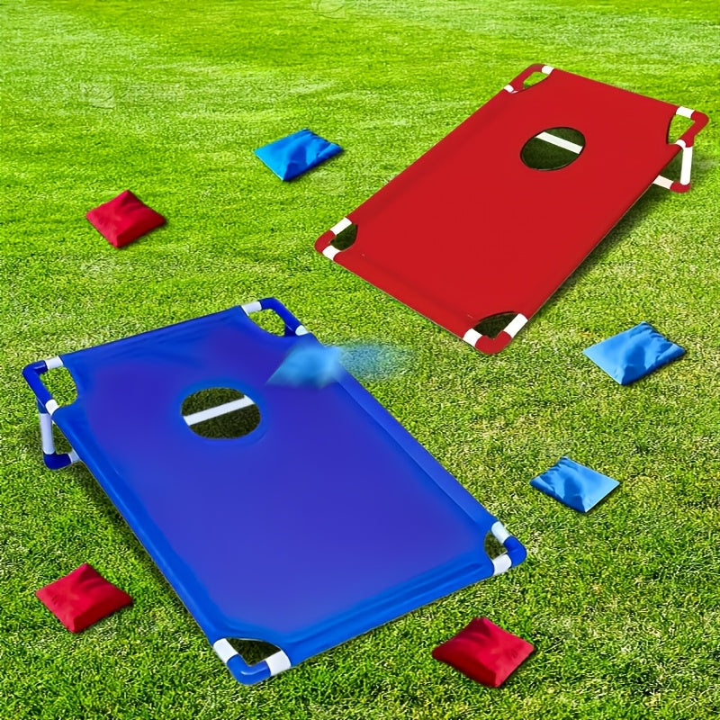 Cornhole Game Set with 6 Bean Bags Dual-Color Board and Carry Bag for Backyard Outdoor Party Beach Camping Indoor Entertainment – Gift Box Included Red Blue