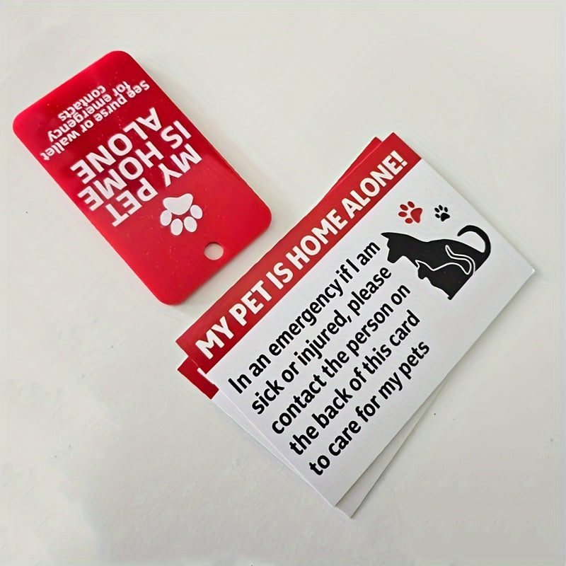 Pet Emergency Alert Card My Pet Is Home Alone Acrylic Keychain Set with Vet and Contact Fields Safety ID Card for Solo Pet Owners Elderly and Outdoor Enthusiasts