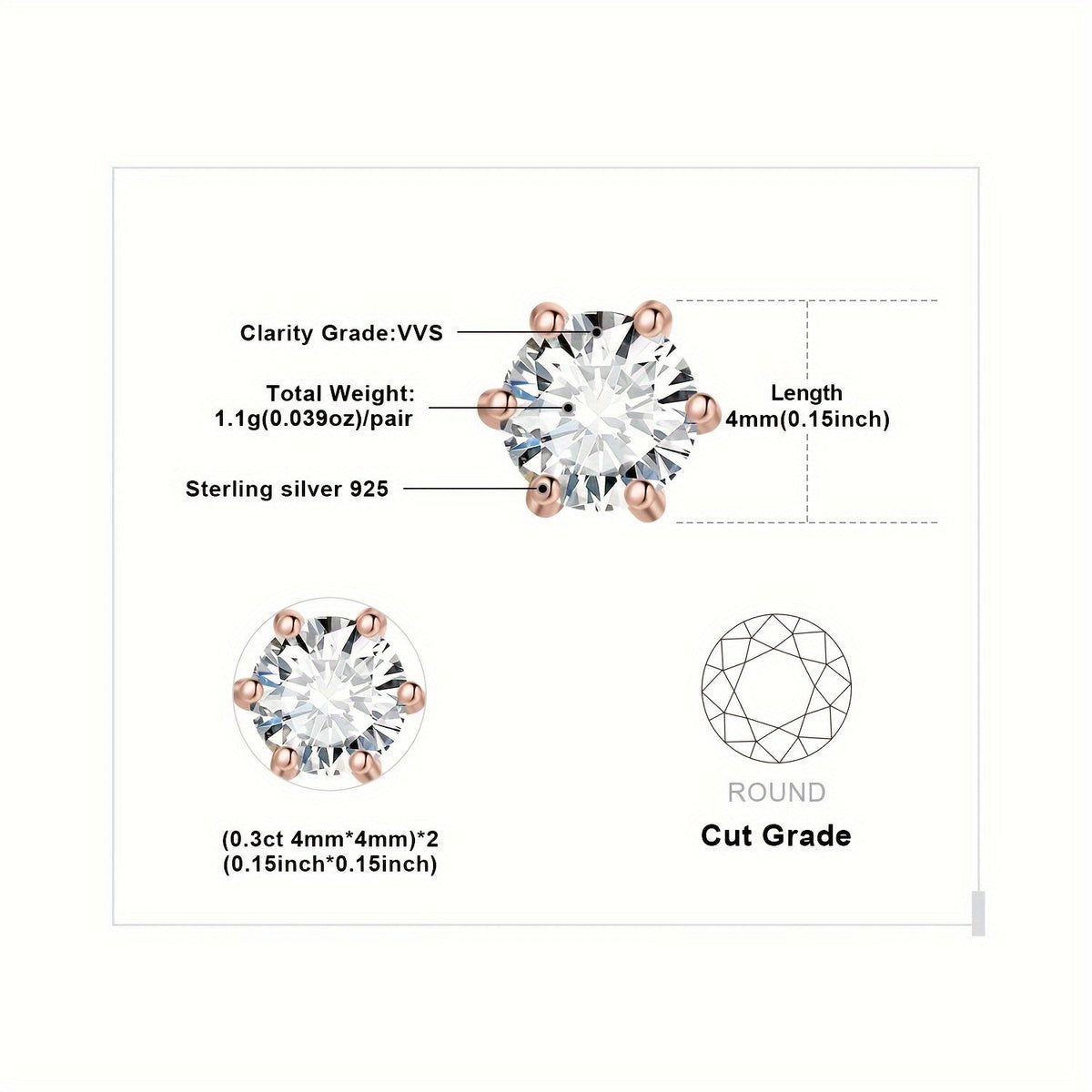 Moissanite Stud Earrings 925 Sterling Silver Round Cut Brilliant Sparkle 0.6ct to 6ct Platinum Plated Wedding Engagement Fine Jewelry for Women Girls Daily Prom Party