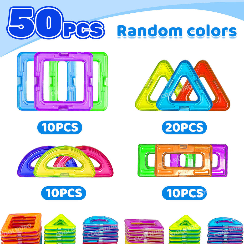 Magnetic Building Blocks Set for Kids 50 65 140 Pieces STEM Sensory Educational Tiles Toys Develop Creativity Hands-On Skills for Toddlers Boys Girls Birthday Halloween Christmas Gift Random Colors