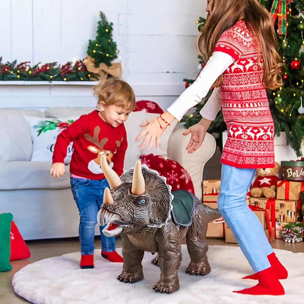 Extra Large Triceratops Dinosaur Walker Ride-On Balance Bike for Toddlers – Realistic Lifelike Figurine, Light-Up Effects, Dinosaur Sounds, Pull-Along Toy, Best Birthday Gift for Boys Girls Age 1 2 3 4
