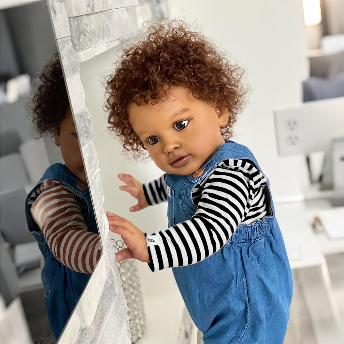 26" Realistic Reborn Baby Boy Doll – African American Newborn with Rooted Curly Hair, Soft Vinyl Body, Anatomically Correct & Complete Gift Set with Outfit, Bottle, Pacifier & Birth Certificate