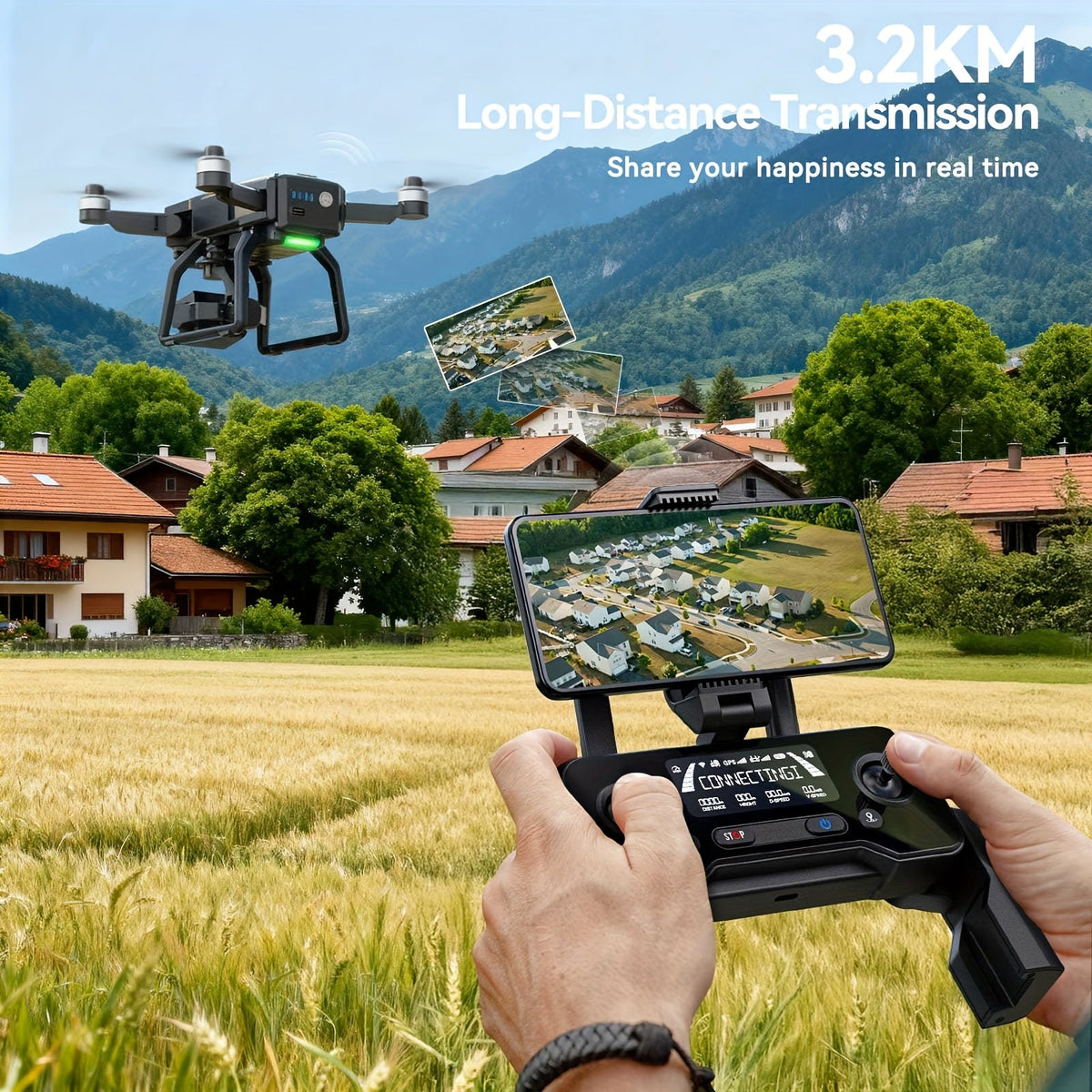 Bwine F7GB2 4K Drone with 3-Axis Gimbal - 8.2MP Camera, 50+ Min Flight Dual Battery, Level 6 Wind Resistance, 3.2KM Transmission, Triple GPS, FAA Remote ID Compliant, Carbon Fiber Frame