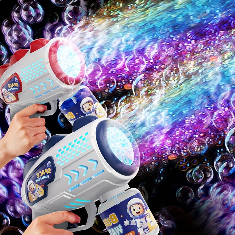 Electric Bubble Gun for Kids – Automatic Light-Up Space Bubble Machine Handheld Toy, Outdoor Indoor Fun for Boys & Girls, Perfect Christmas Birthday Party Gift (Bubble Solution Not Included)