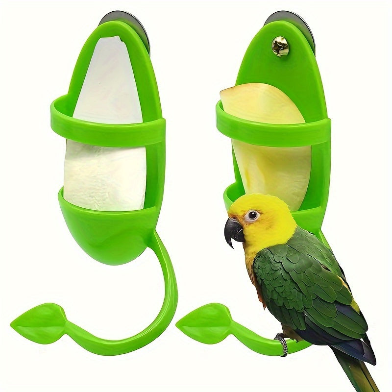 Bird Feeder Toy with Fruit Vegetable Basket Calcium Station Interactive Seed Caddy for Parakeets Cockatiels Lovebirds Wall Mount Swing Cage Accessory