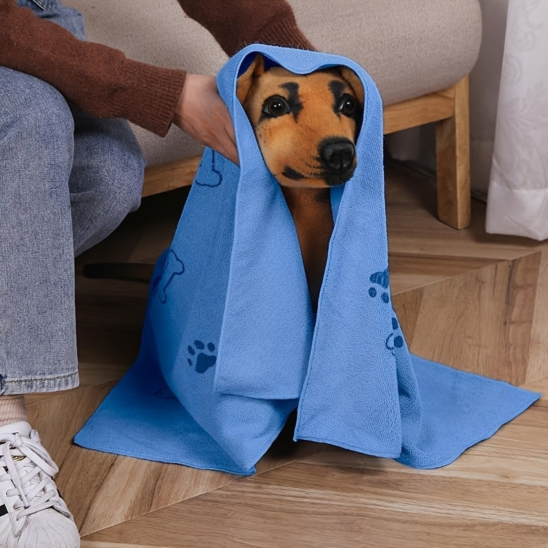 2-Pack Super Absorbent Microfiber Pet Towels for Dogs & Cats – Extra Large 20x40 Inch Quick-Dry Bath Towels with Cute Paw Print Design, Soft Post-Bath Drying Towel Set for Puppies and Kittens