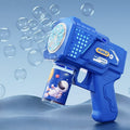 Automatic Space Bubble Gun with LED Lights - Electric Handheld Bubble Blower Machine for Kids, Outdoor Party Toy, Summer Backyard Fun, Birthday Gift for Boys & Girls, Blue or Red