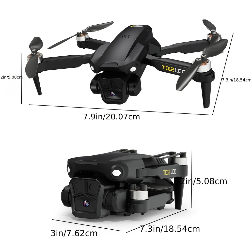 TD12LCD Drone with LCD Screen Remote Control Brushless Motor Dual Camera WiFi FPV Foldable Quadcopter for Adults Beginners 3D Flips Headless Mode One-Key Takeoff SD Card Support