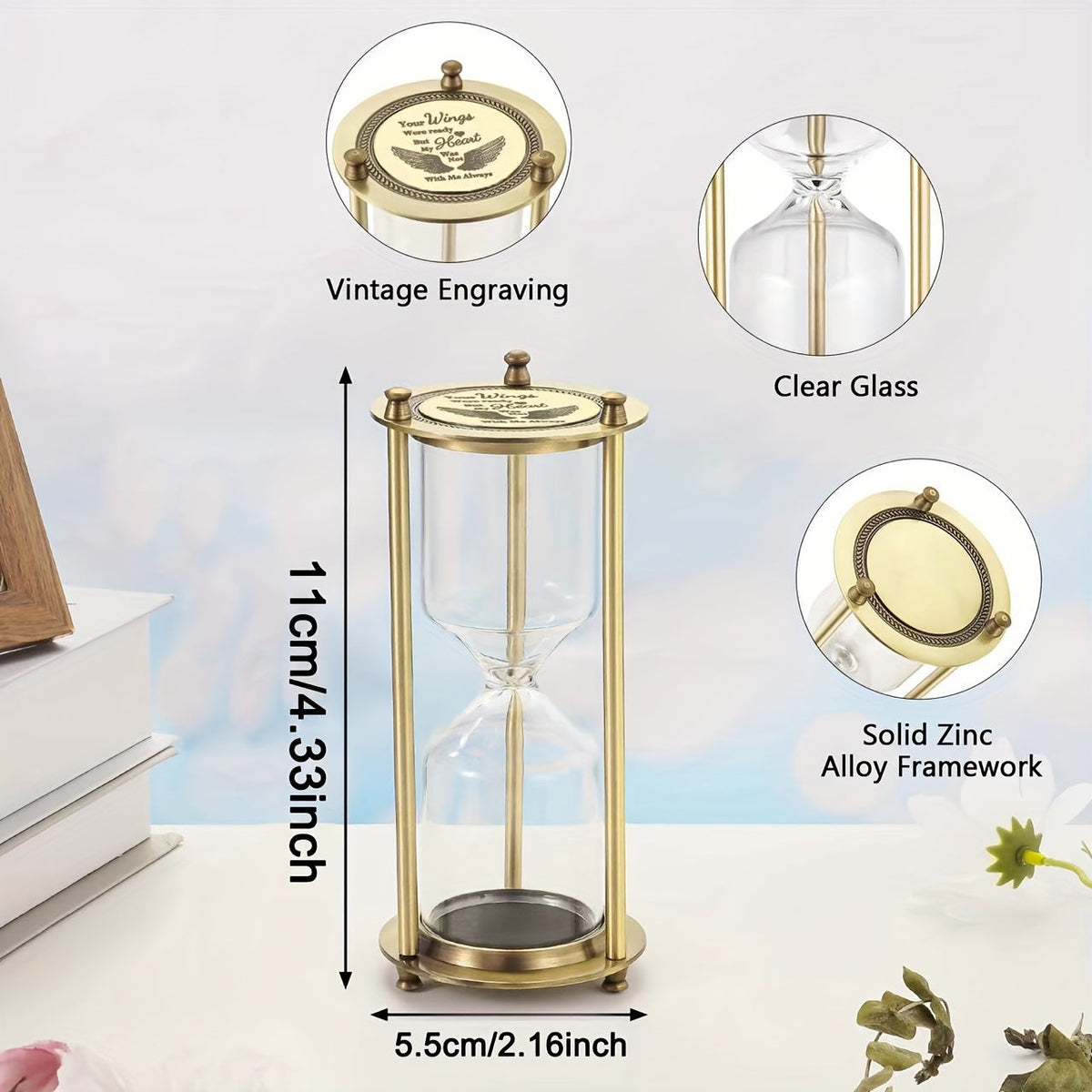 Timeless Hourglass Memorial Urn for Human & Pet Ashes - Fillable Keepsake Urn with Zinc Alloy Frame, Small Decorative Cremation Urn for Adults, Loved Ones & Pets, Elegant Remembrance Gift