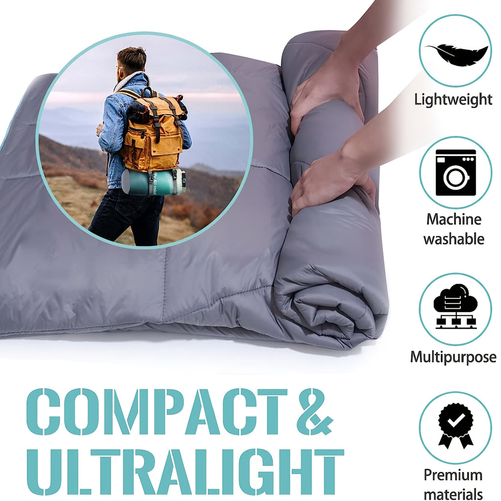 Outdoor Puffy Camping Blanket 55x79 Inch Lightweight Down Alternative Ultra Warm Hammock Top Quilt – Printed Camping Blanket for Traveling, Picnic, Beach Party & Cold Weather | 140x200cm