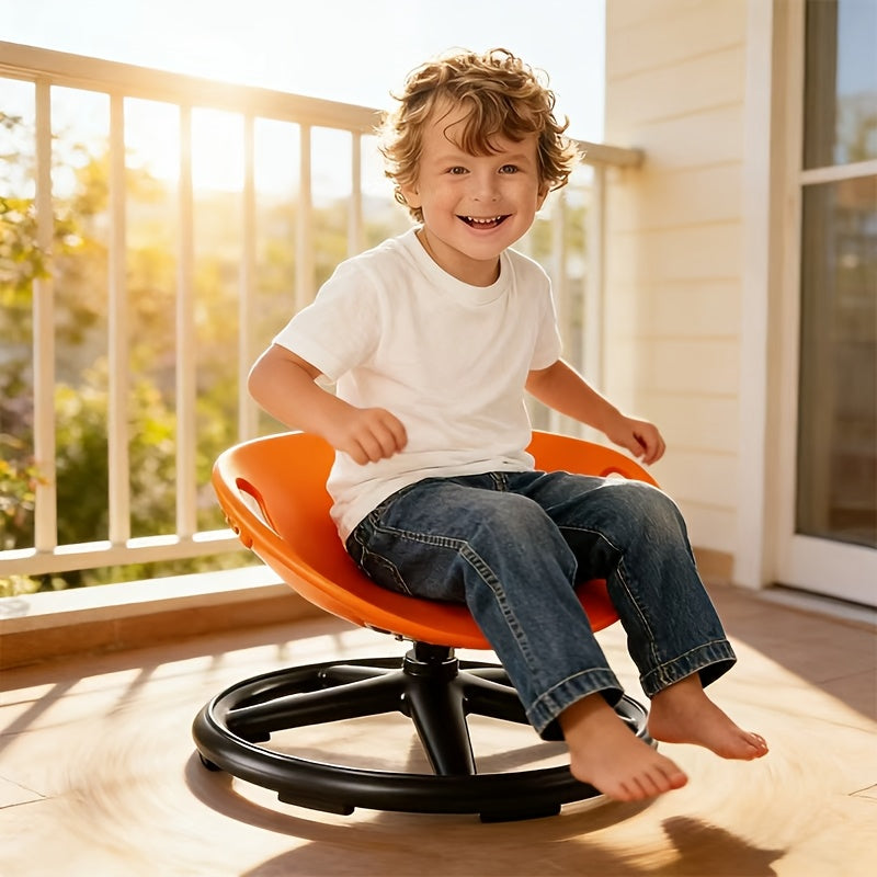Sensory Spin Chair for Kids with Autism – Oval Eggshell Design Spinning Stool with Anti-Slip Metal Base, Vestibular Sensory Integration & Rehabilitation Training Equipment for Home & Therapy Centers (Blue/Orange)
