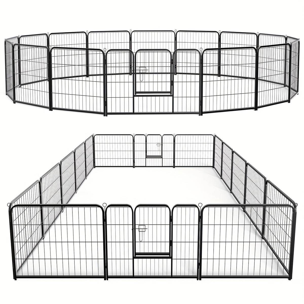 Dog Playpen 8 or 16 Panel DIY Metal Kennel with Door for Large Medium Small Dogs – 24 32 40 Inch Indoor Outdoor Puppy Pen Easy to Assemble & Move