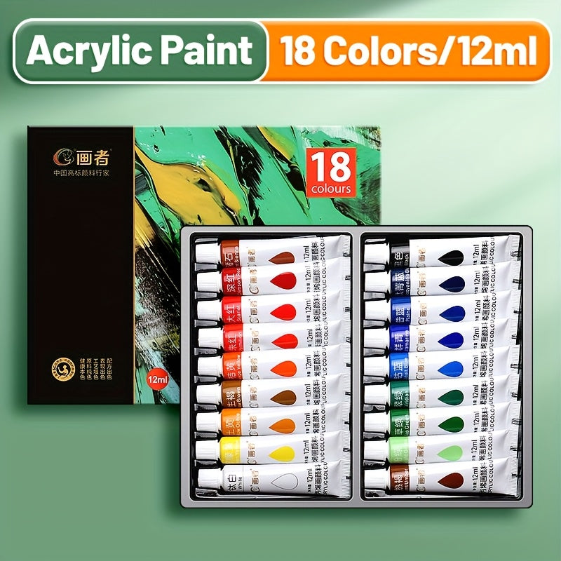 Acrylic Paint Set 12 18 24 or 36 Colors – Fade-Resistant Non-Toxic Tubes for Canvas Wood Rock Fabric Ceramics Clothing Wall Art – Beginner & Professional Artist Supplies