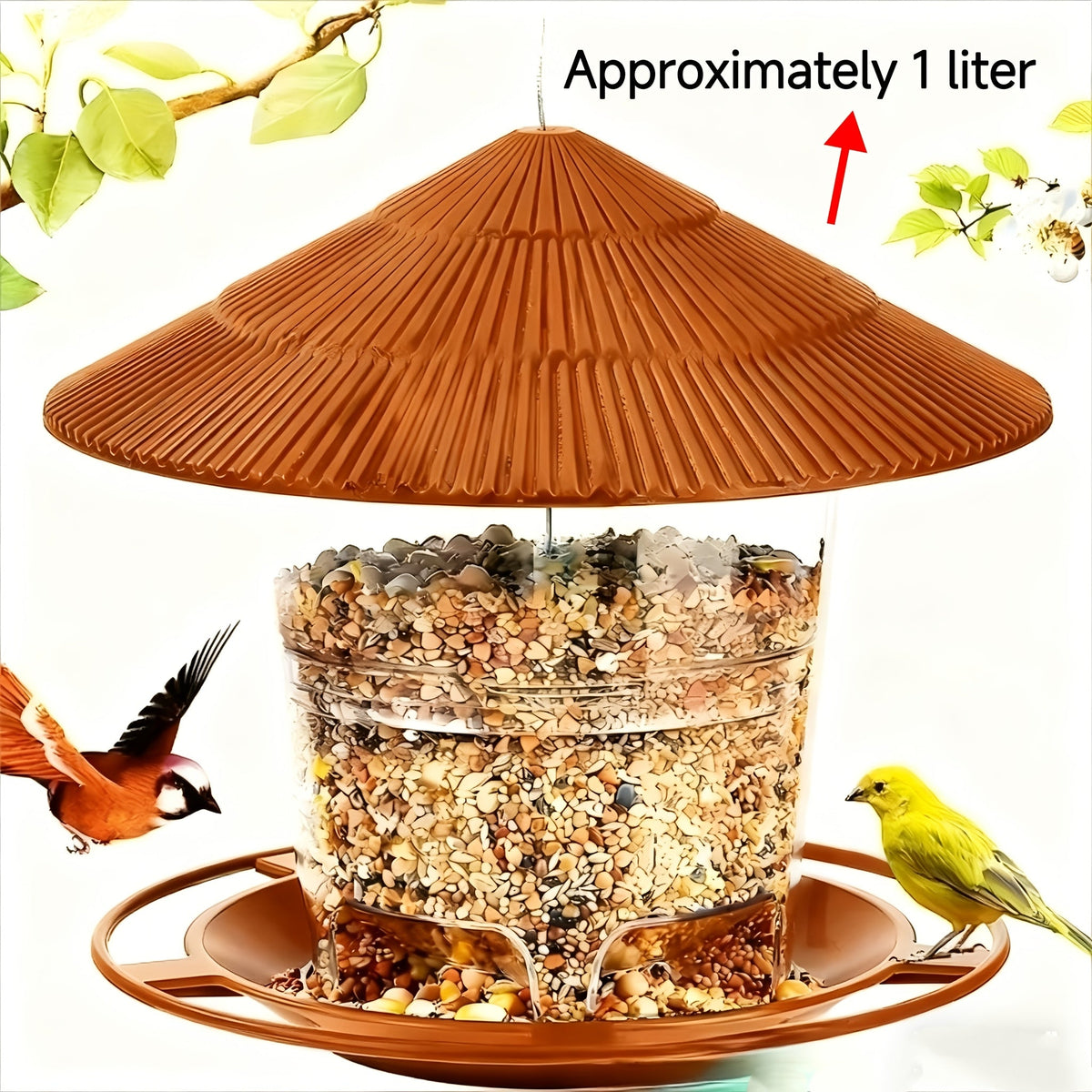 Minimalist Outdoor Hanging Bird Feeder – Automatic Hummingbird Feeder for Garden & Wild Birds, Large Capacity Option, Brown Green Grey, Decorative Hanging Birdhouse for Backyard Patio Balcony