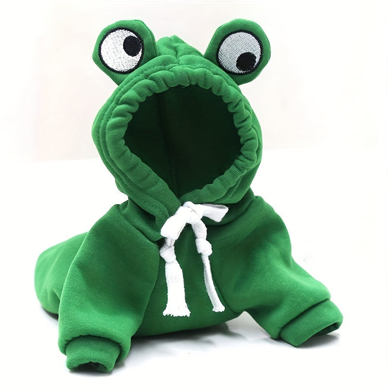 Frog Hoodie Dog Sweatshirt for Small and Medium Dogs - Warm Cozy Dog Hoodie for Cold Weather, Cute Frog Costume Dog Clothes in 4 Colors & Sizes S-XXL for Chihuahua Pomeranian Corgi Dachshund