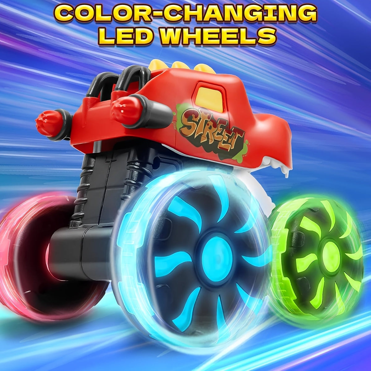 Dinosaur Monster Truck Toy Triceratops Stegosaurus with Flashing LED Wheel Lights Friction Powered Push-and-Go Vehicle Durable ABS Kids Birthday Party Gift