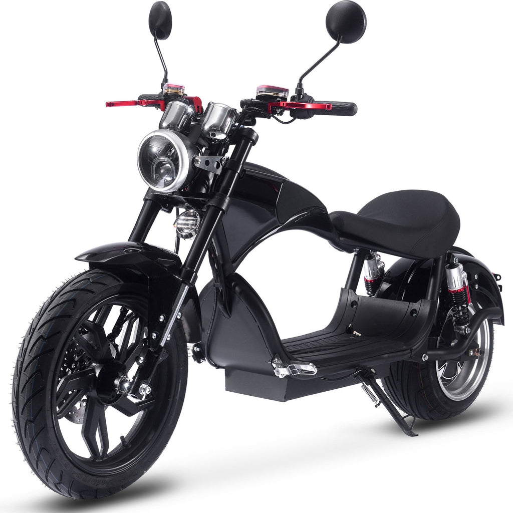 MotoTec Raven 60V 2500W Lithium Electric Scooter – 28 MPH, 35–50 Mile Range, 30Ah Battery, Hydraulic Brakes, Front & Rear LED, Mirrors & Horn – High-Performance Adult Electric Moped Scooter