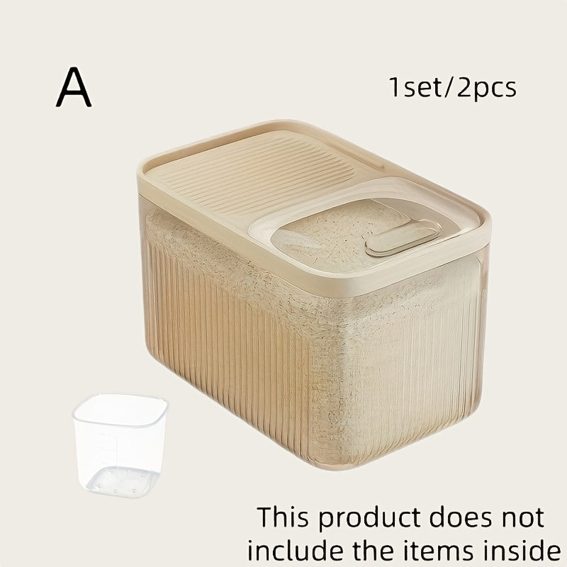 Pet Food Storage Container with Measuring Cup – Airtight Dry Food Tank with Openable Window & Leak-Proof Design for Dogs, Cats & Small Animals, 2-Piece Set
