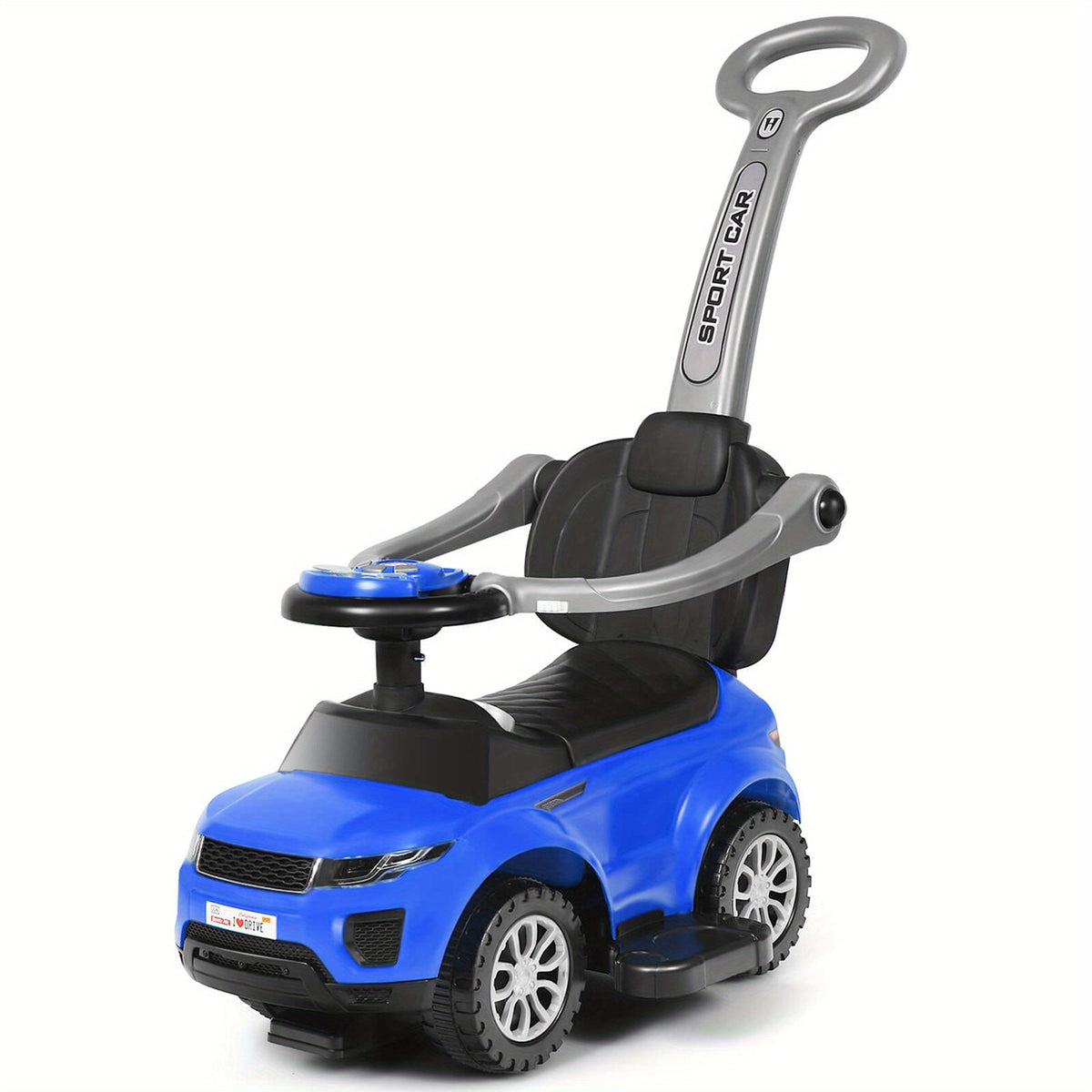 COSTWAY 3-in-1 Kids Ride-On Push Car Stroller Sliding Walking Car with Under-Seat Storage Parental Handle & Armrest Guardrails – Push Car for Boys & Girls Blue