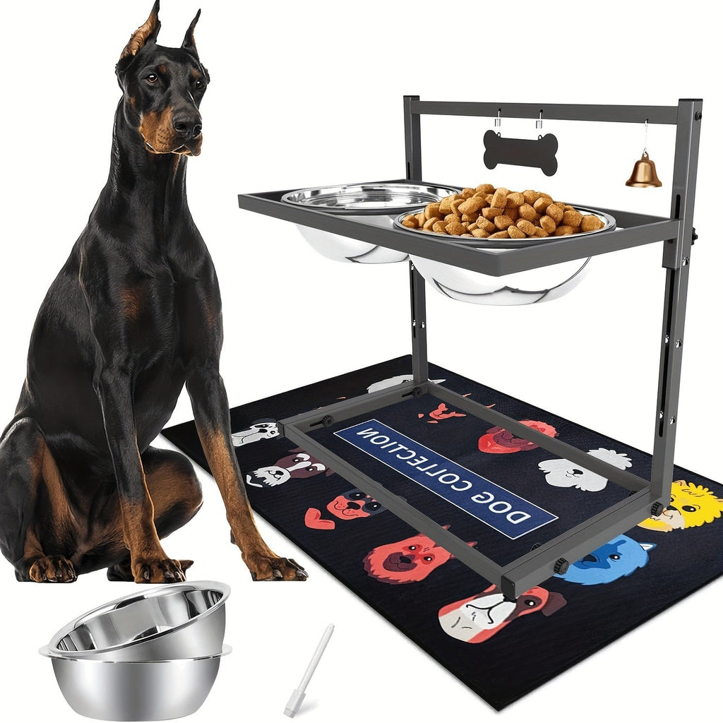 Elevated Dog Bowls for Large Dogs Adjustable Height Raised Dog Bowl Stand with 2 x 3000ML Stainless Steel Bowls Iron Anti-Tip Frame for Extra Large Breeds