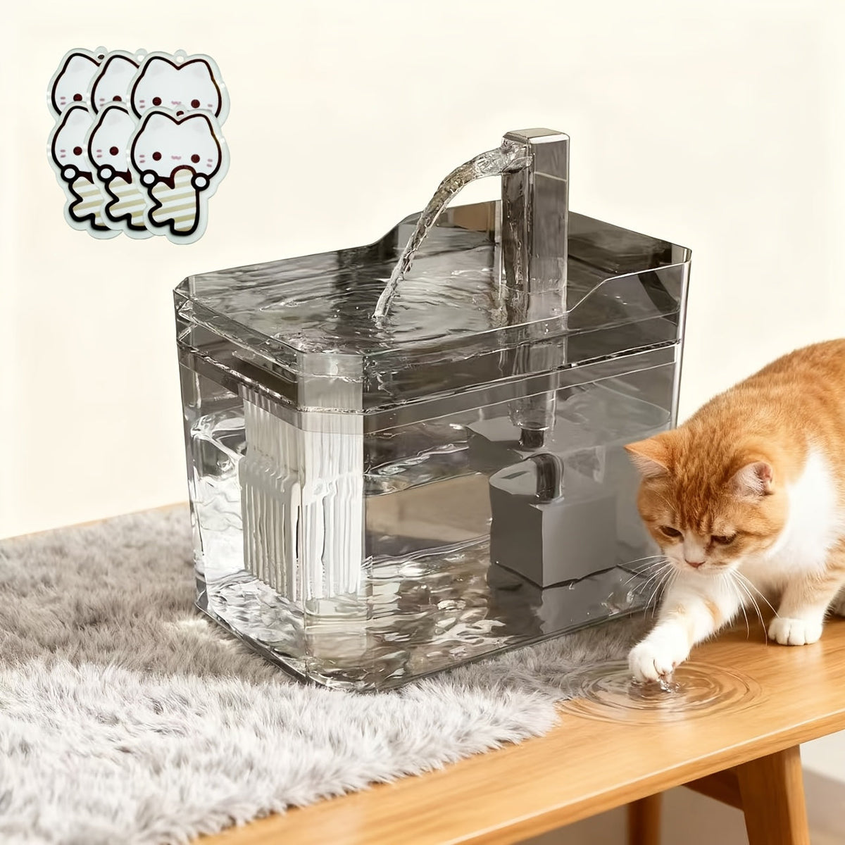 Ultra-Quiet USB Pet Water Fountain – Automatic Circulating Fresh Water for Cats & Dogs, 4-Stage Filtration, Visible Water Level Window, No Battery Needed, Home & Travel