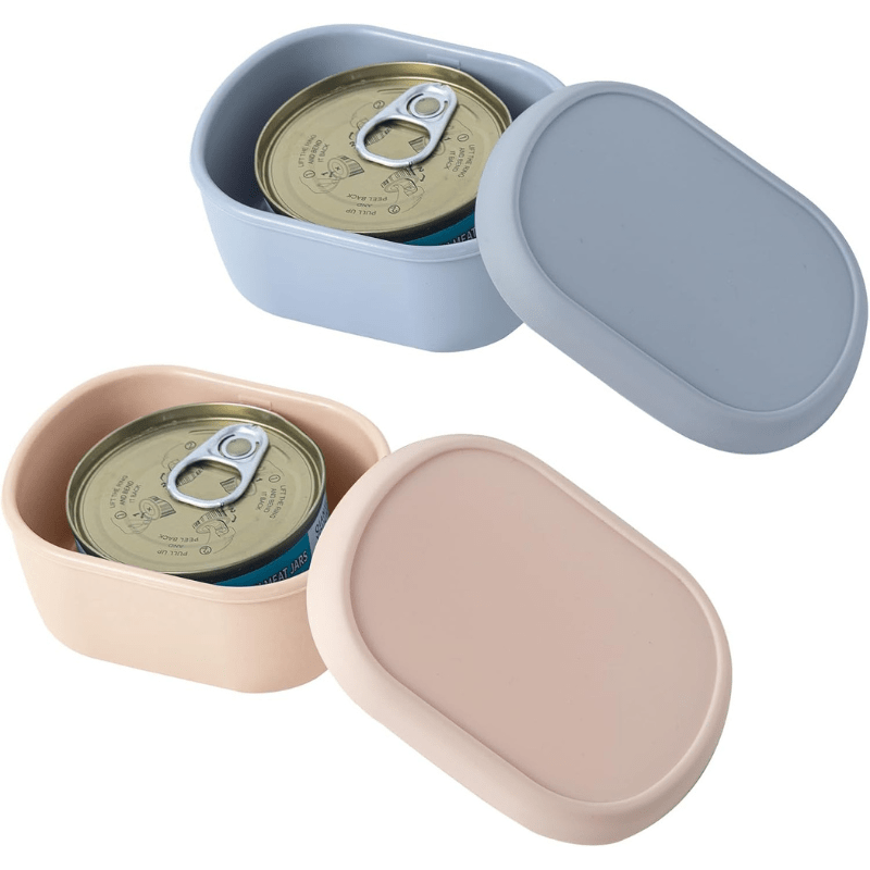 Cat Food Can Covers 2-Pack Flexible Silicone Lids - Fits 2.56" / 65mm Cans, Keeps 3oz Wet Cat Food Fresh, Retains Moisture & Reduces Odors - Reusable Pet Food Can Covers for Multi-Cat Households